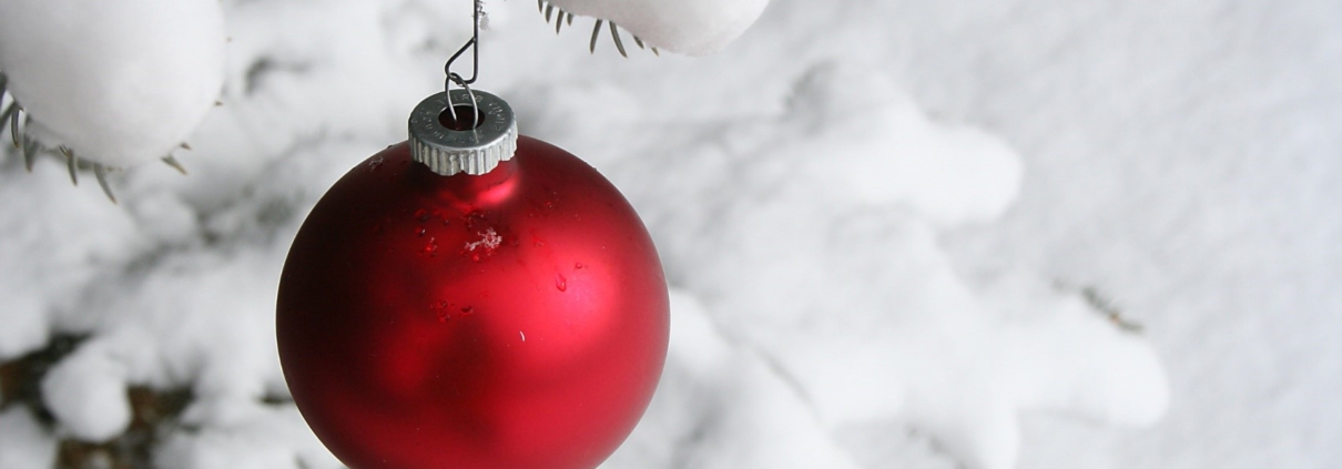 Christmas ball in snow