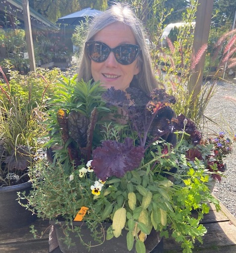 Christine with fall planter